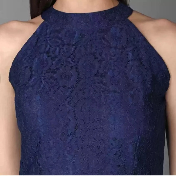 RICKI’S Navy  Blue Dressy Lace High Neck Full Length Tank Top Size XS - Picture 1 of 10